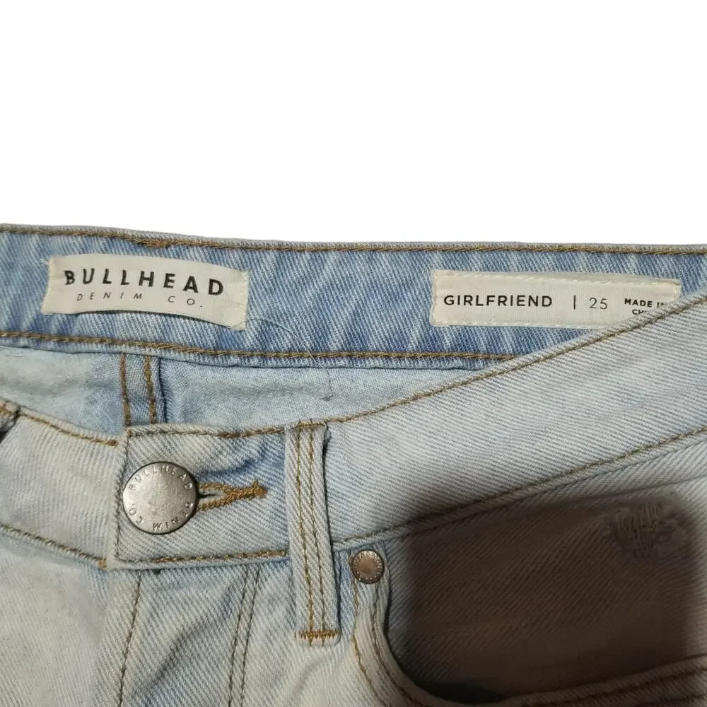 Bullhead Shorts 25 Jean Distressed Denim Girlfriend Light Wash Cuffed